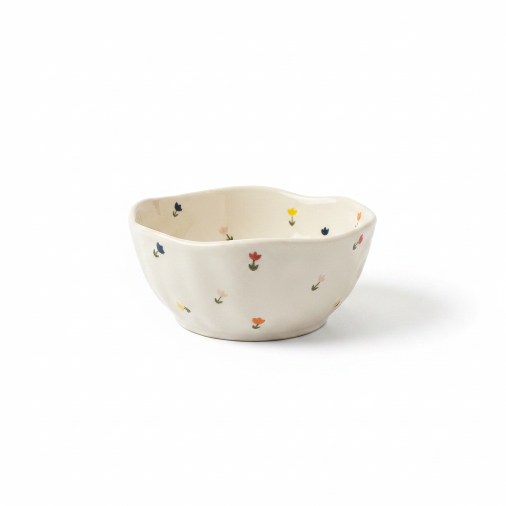 Colorful Floral Ceramic Bowl – Side View