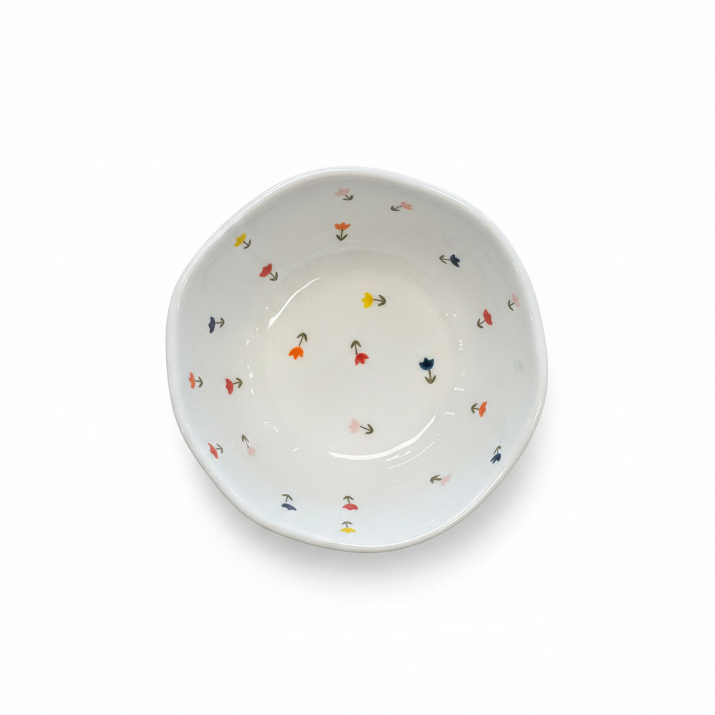 Colorful Floral Ceramic Bowl – Top View