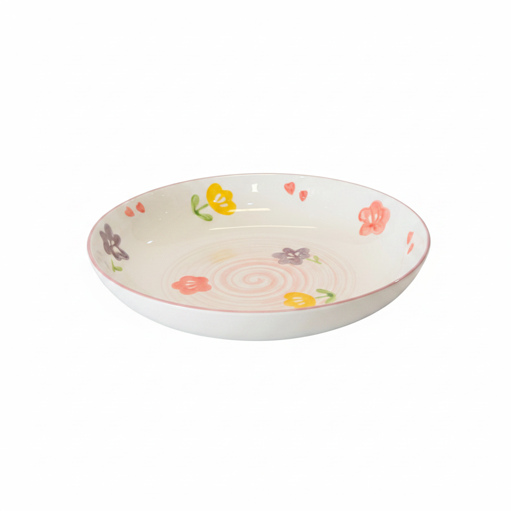 Colorful Floral Large Deep Plate