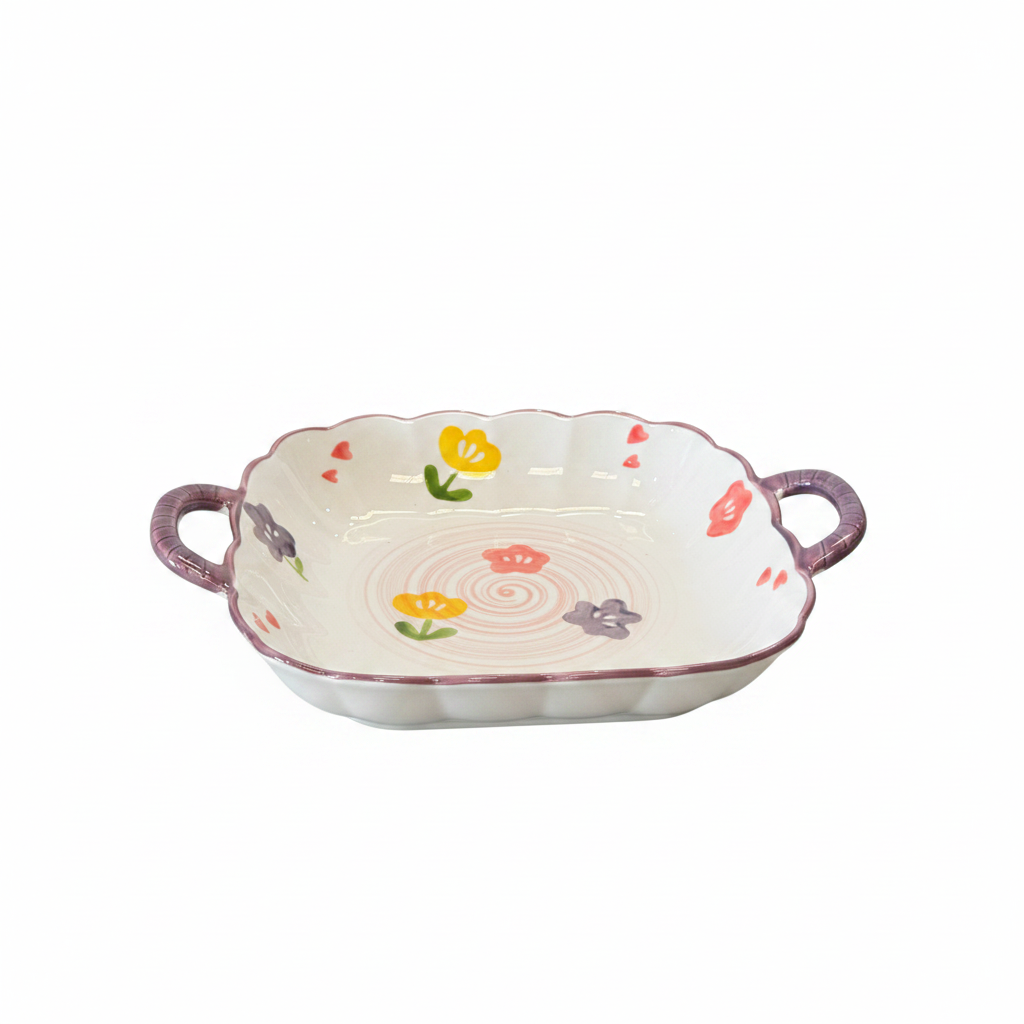 Colorful Floral Rectangular Tray