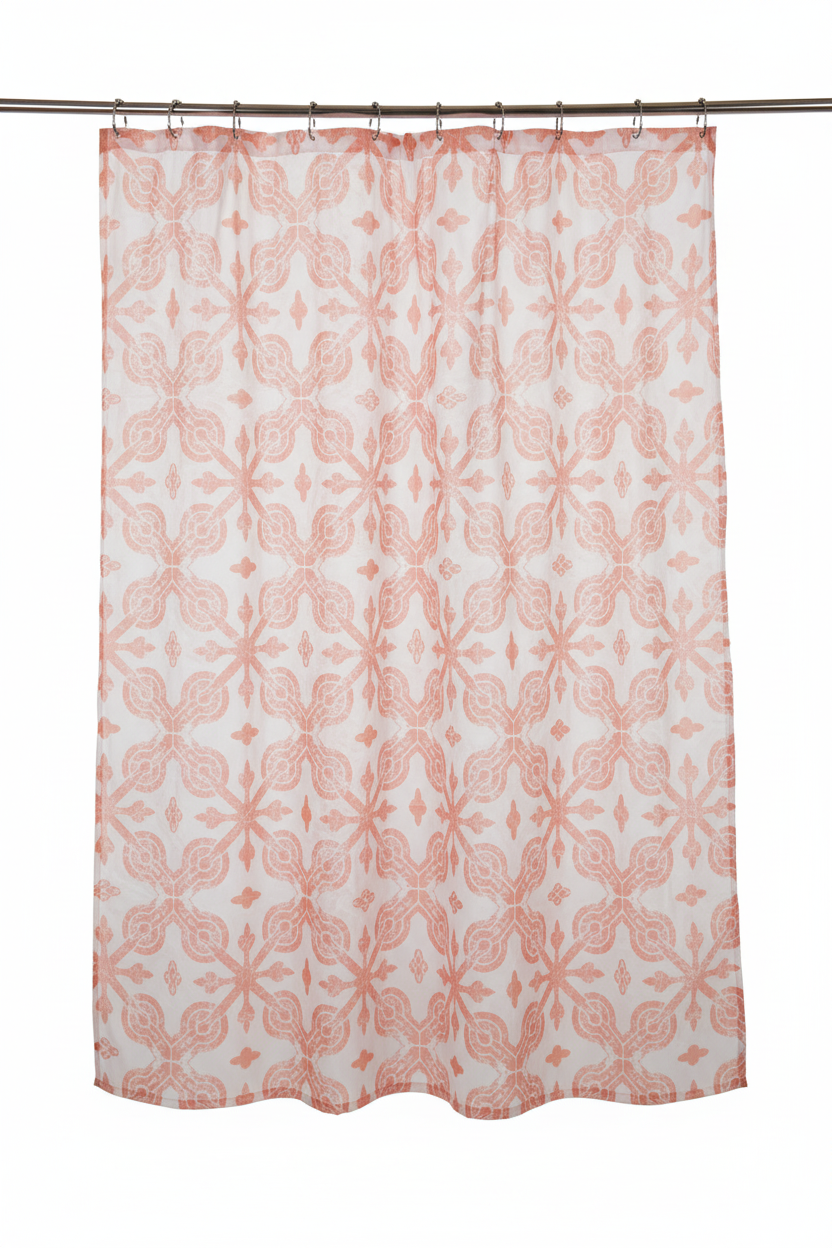 Coral Damask Shower Curtain