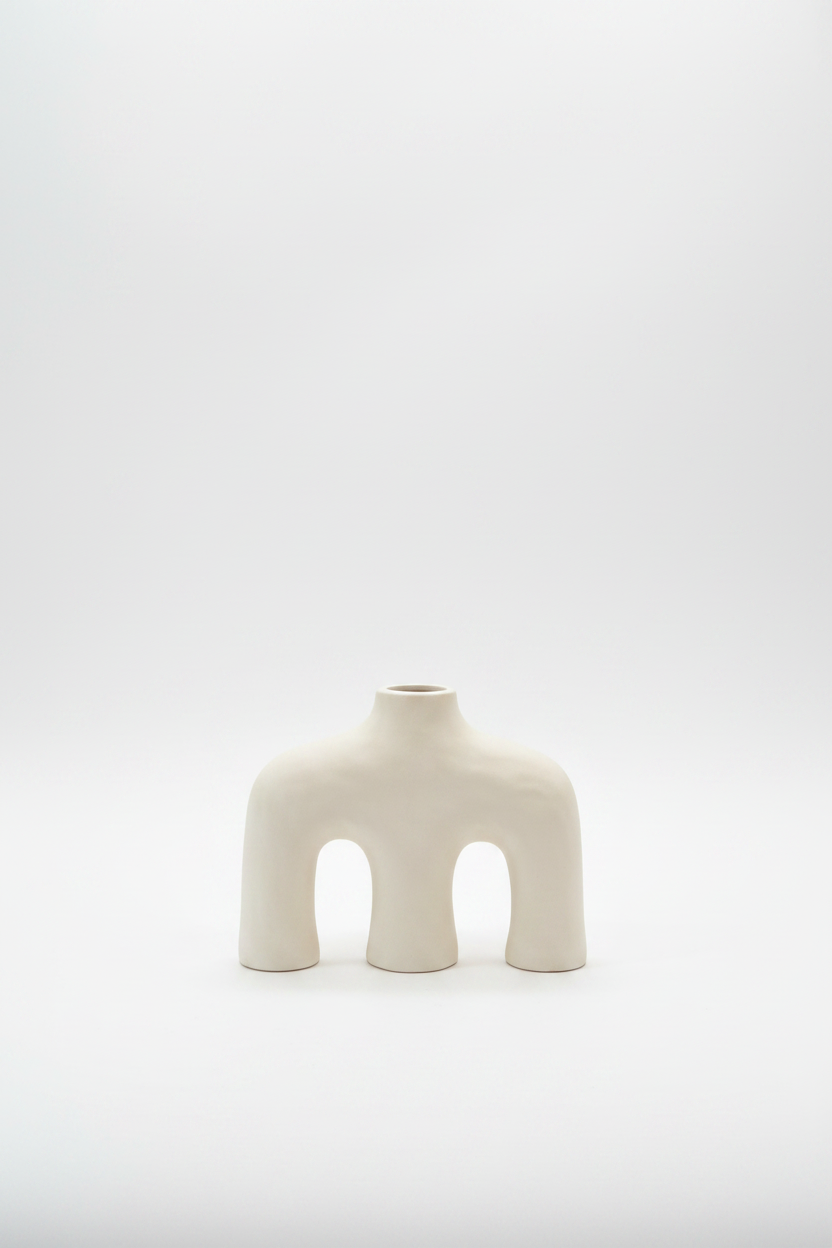 Cream Arch Vase - White Background