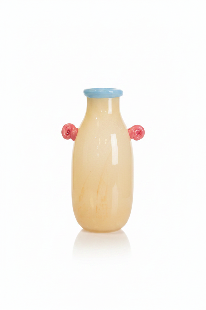 Cream Glass Vase - White Background