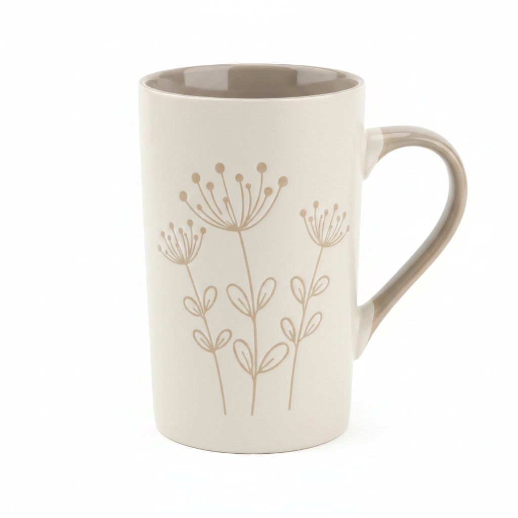 Dandelion Cream Ceramic Mug – White Background