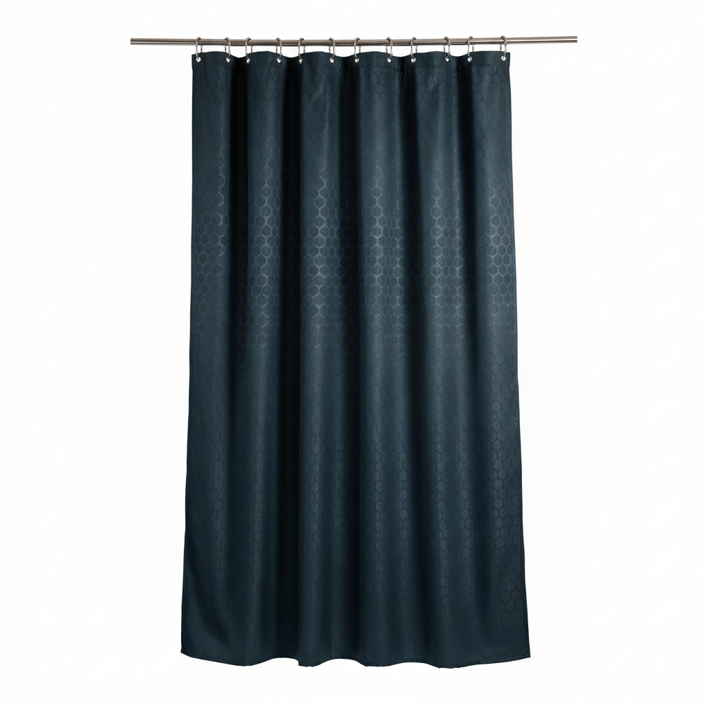 Dark Hexagon Shower Curtain White Square Background