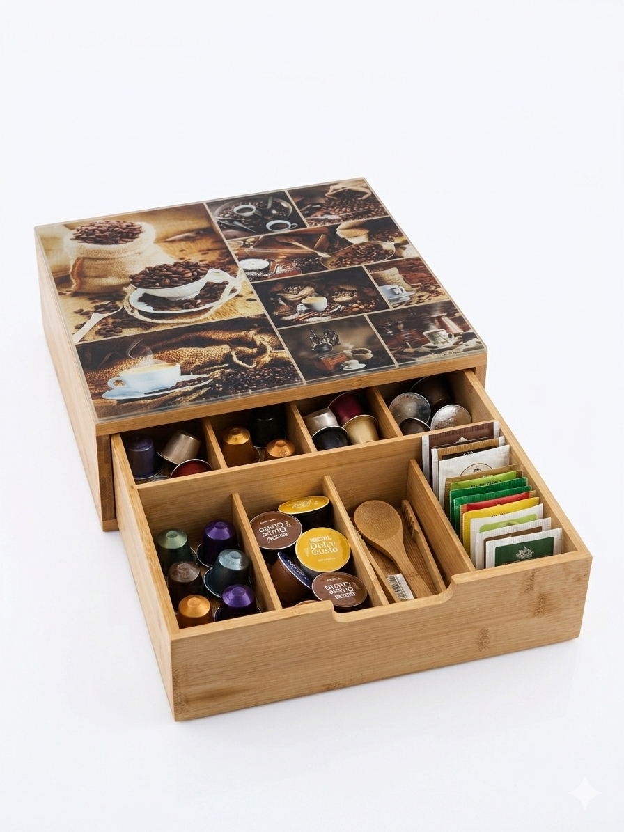 Bamboo Drawer Organizer – Coffee Edition