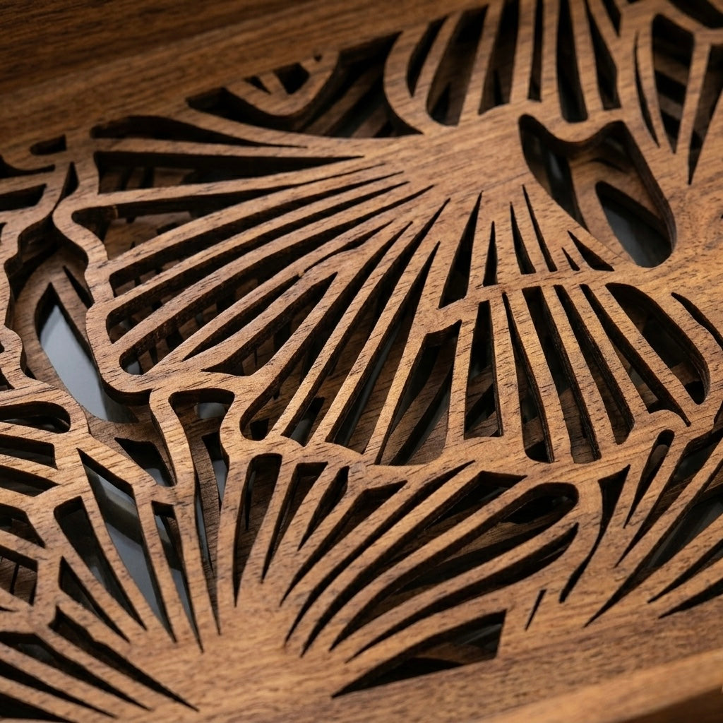 Wood Tropical Leaf Tray Set