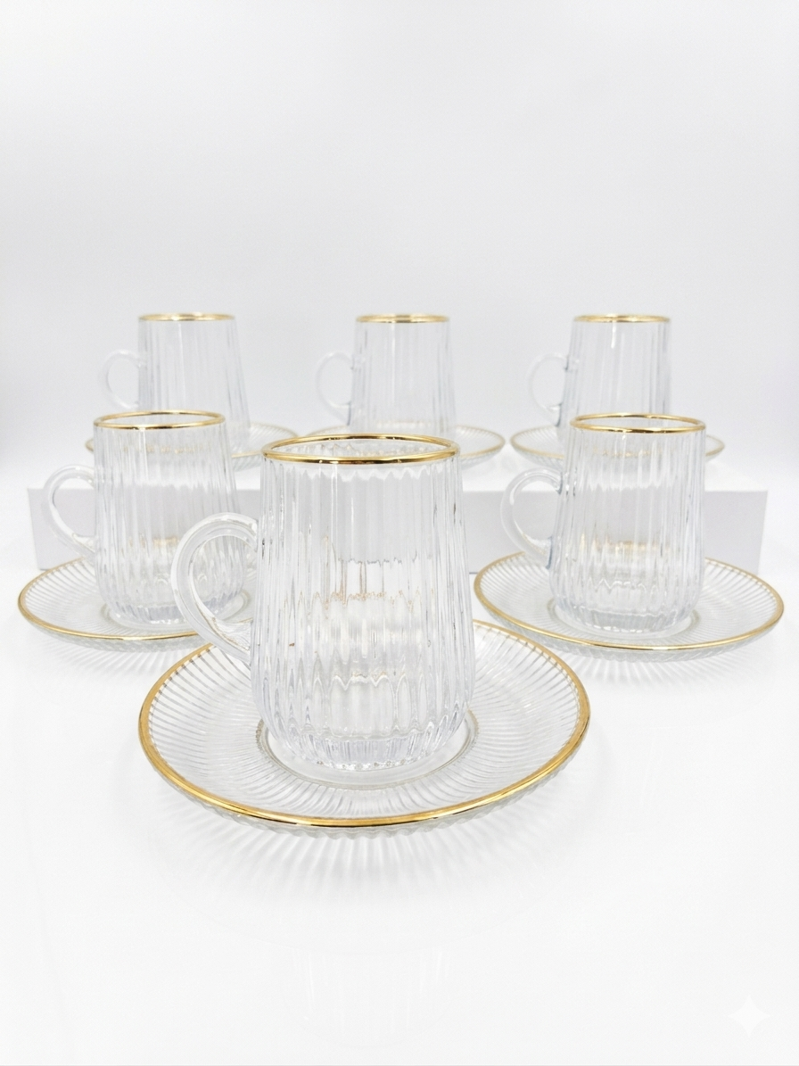 Glass Tea Cup Set - 6 Pieces