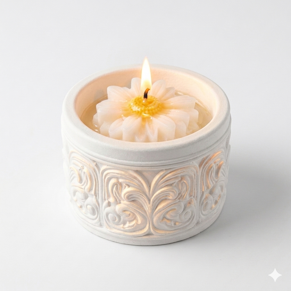 Floral Ceramic Candle