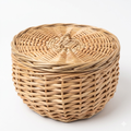 Round Wicker Storage Basket with Lid