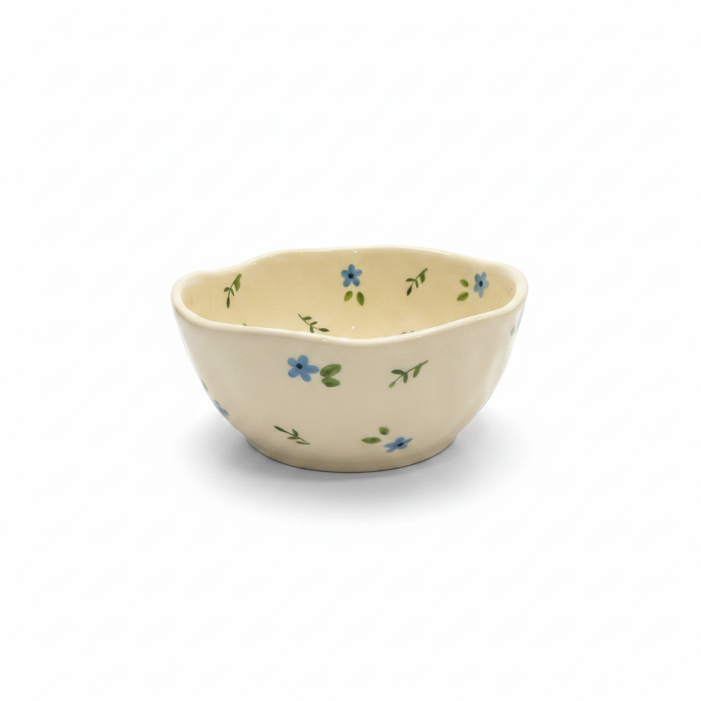 Floral Ceramic Bowl – White Background