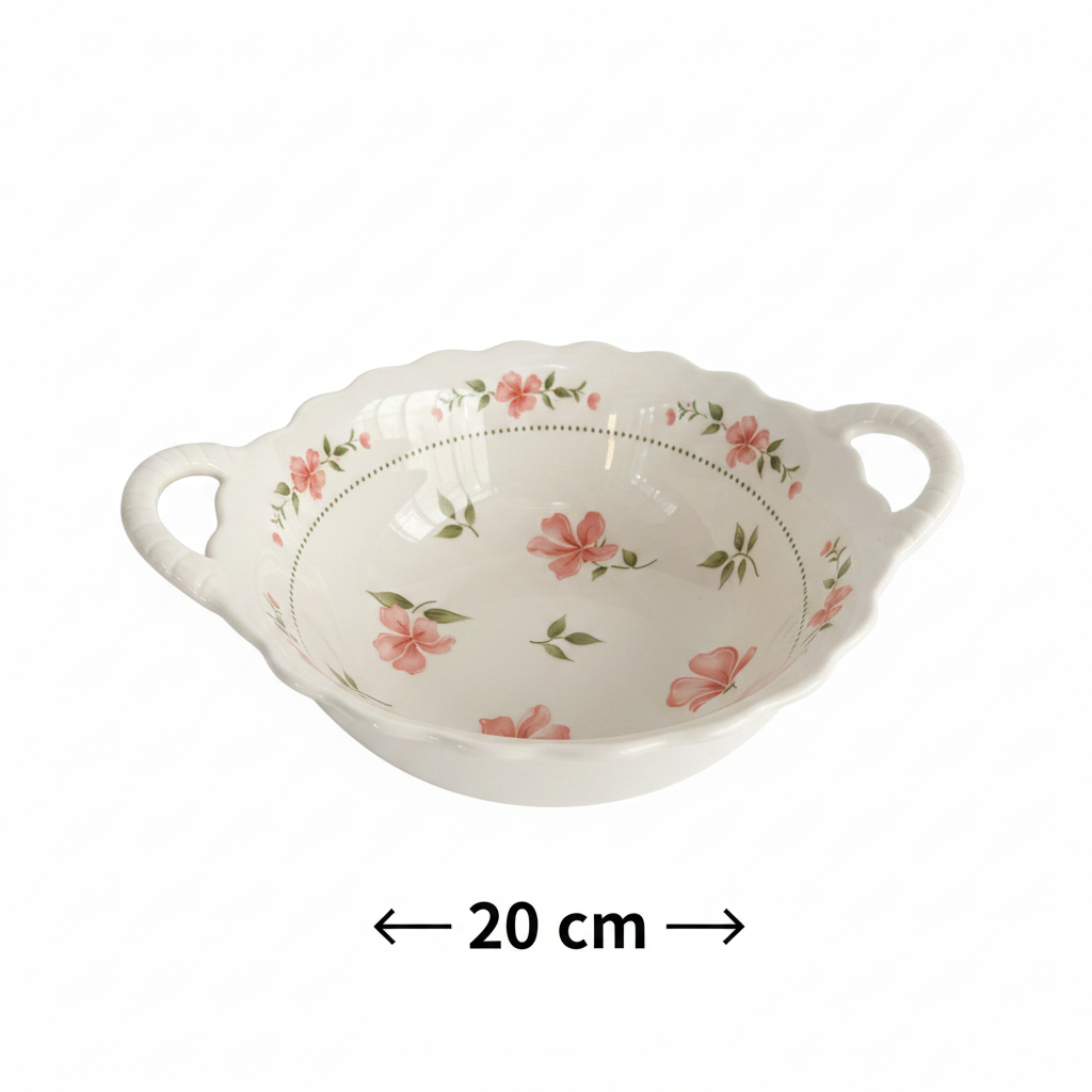 Floral Ceramic Bowl with Handles - 20cm
