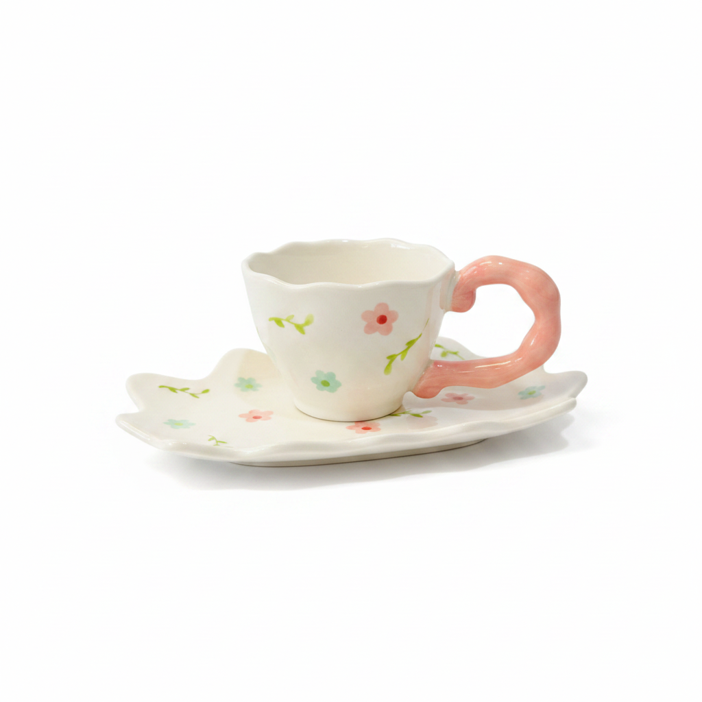 Floral Ceramic Cup & Saucer Set