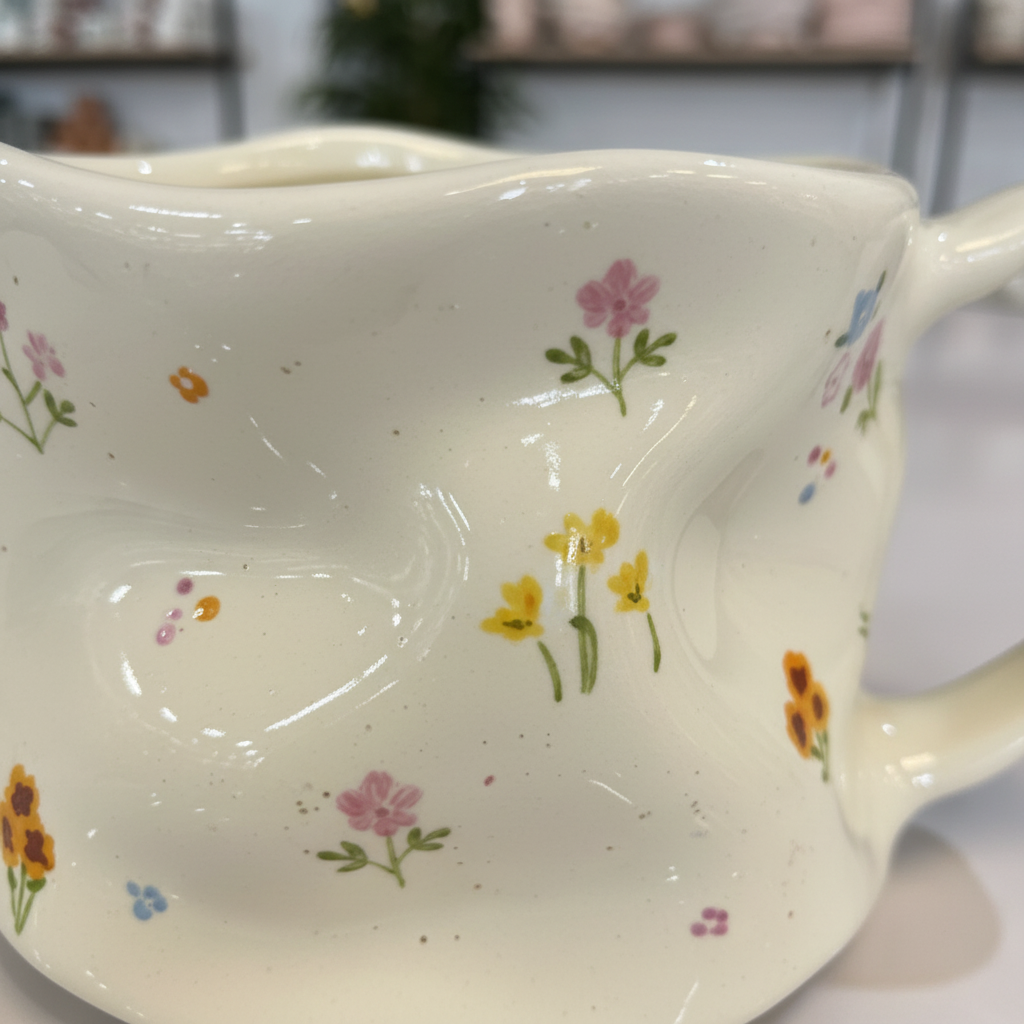 Floral Ceramic Mug - Close-up