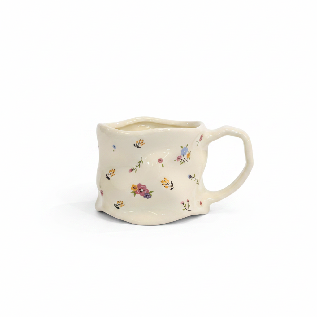 Floral Ceramic Mug - White Background