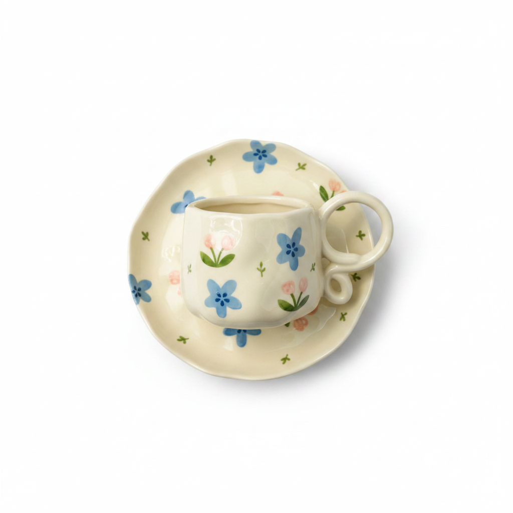 Floral Cup & Saucer - Top View