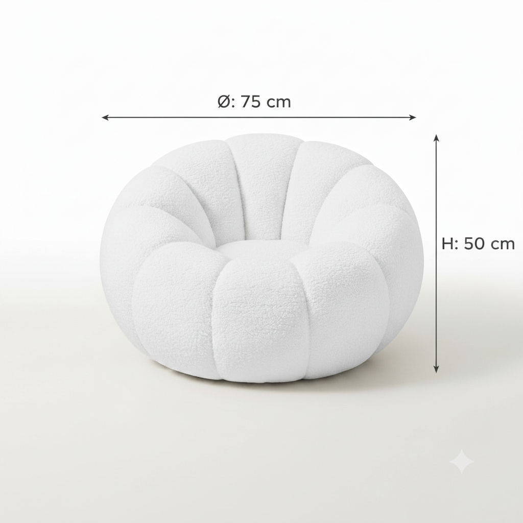 Fluffy Round Sofa Chair with Dimensions