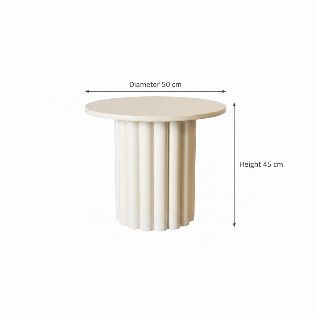 Fluted Table with Dimensions