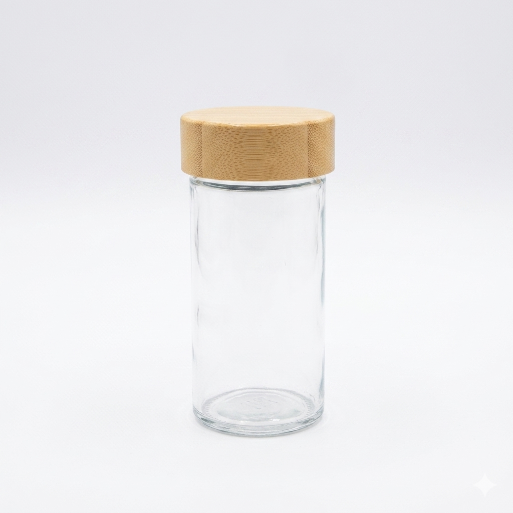 Glass Spice Jars Set with Bamboo Rack