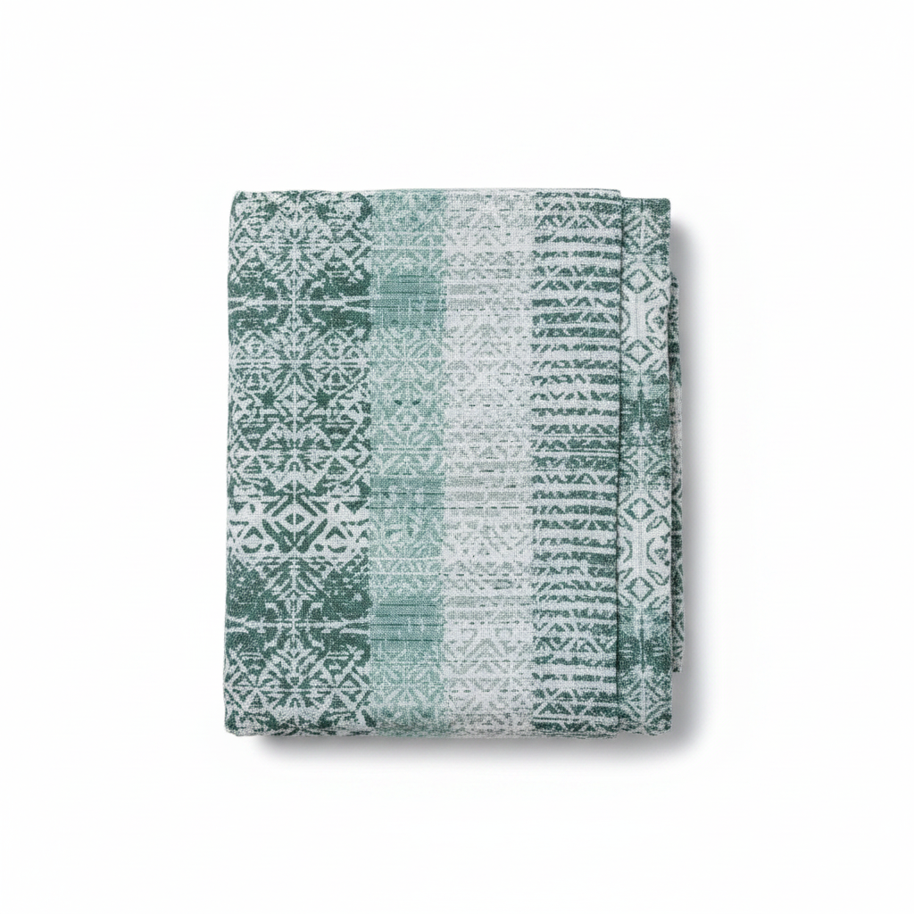 Geometric Teal Shower Curtain on White Square Background