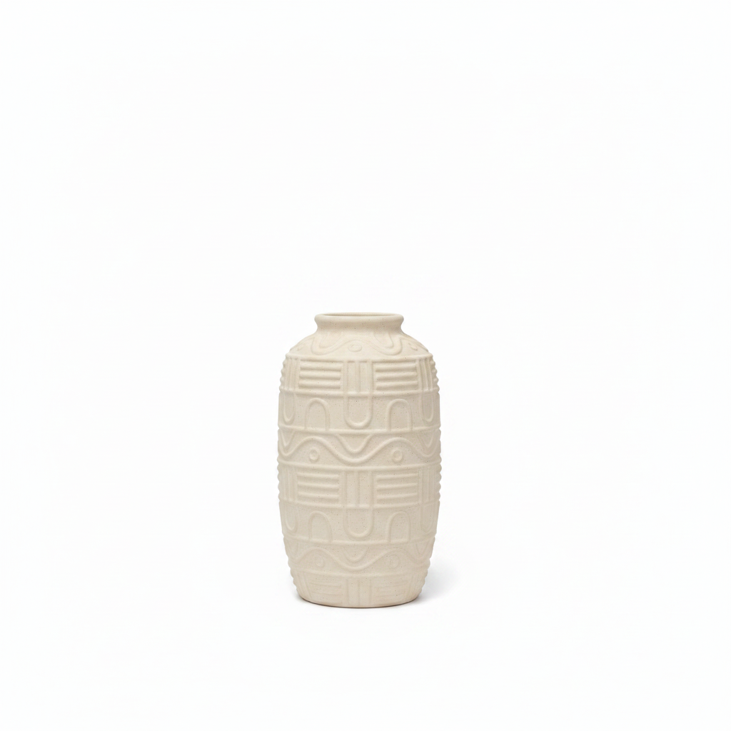 Geometric Vase 32cm White BG
