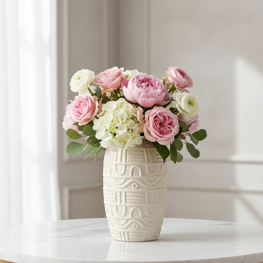 Geometric Vase Flowers
