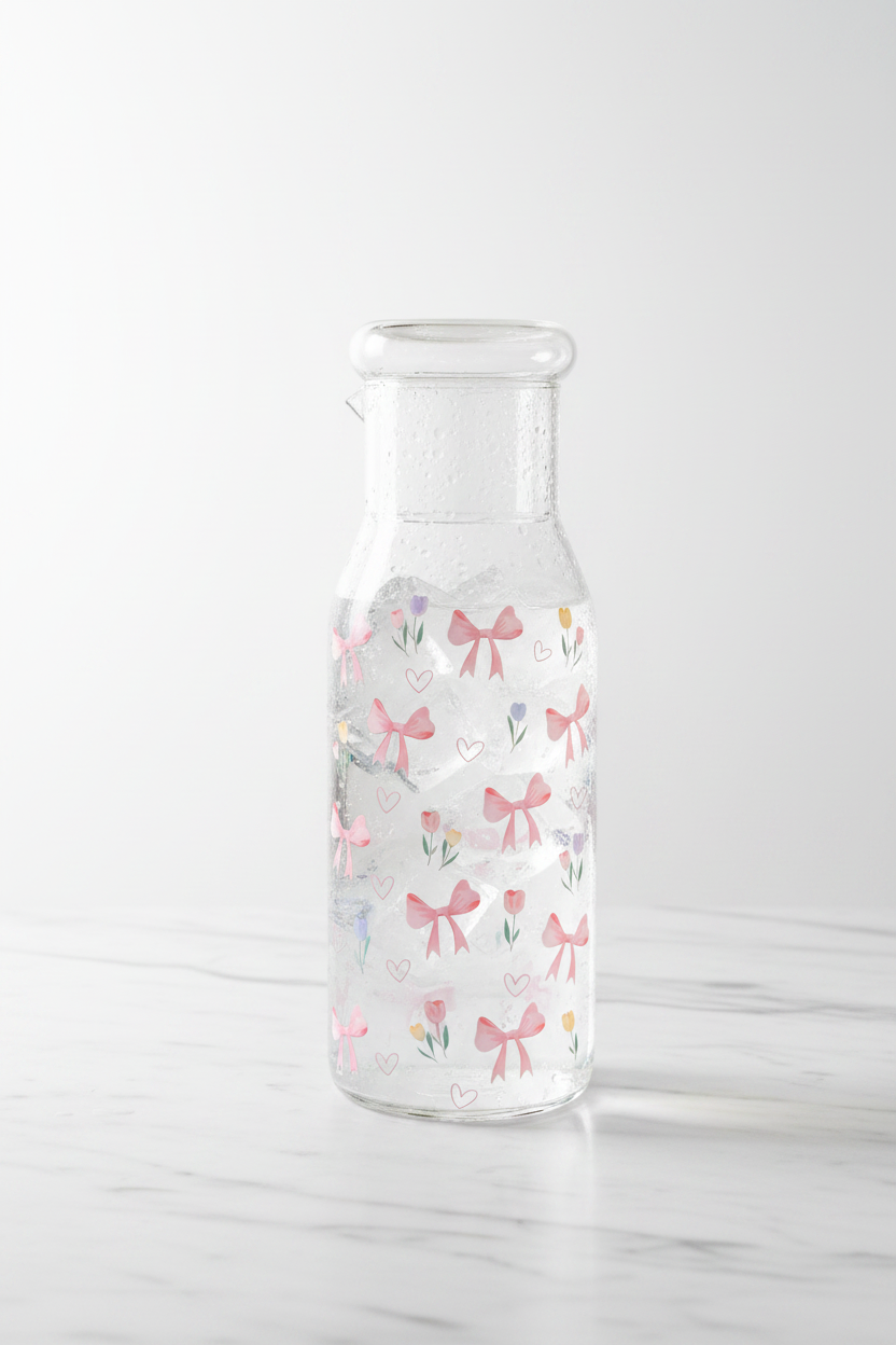 Glass Bottle with Cup Lid and Cold Water