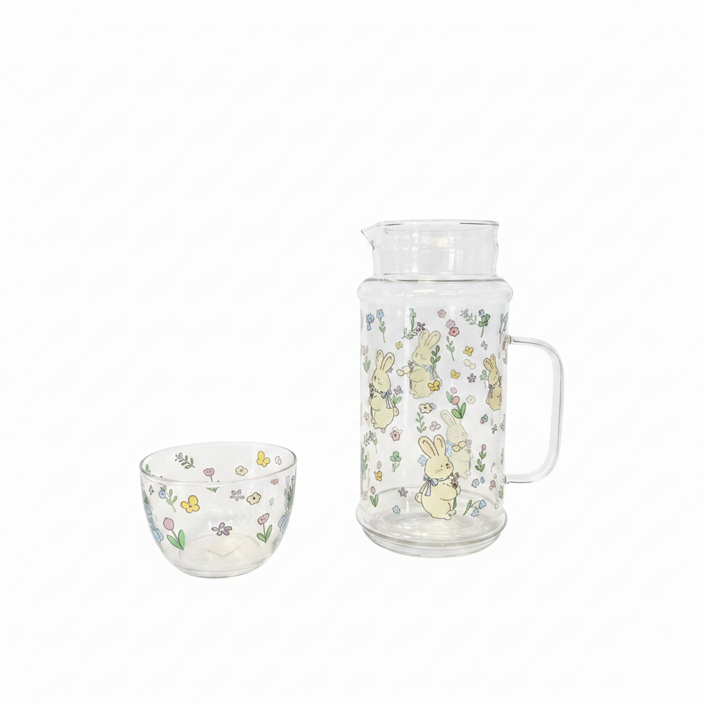 Glass Bunny Set White Background