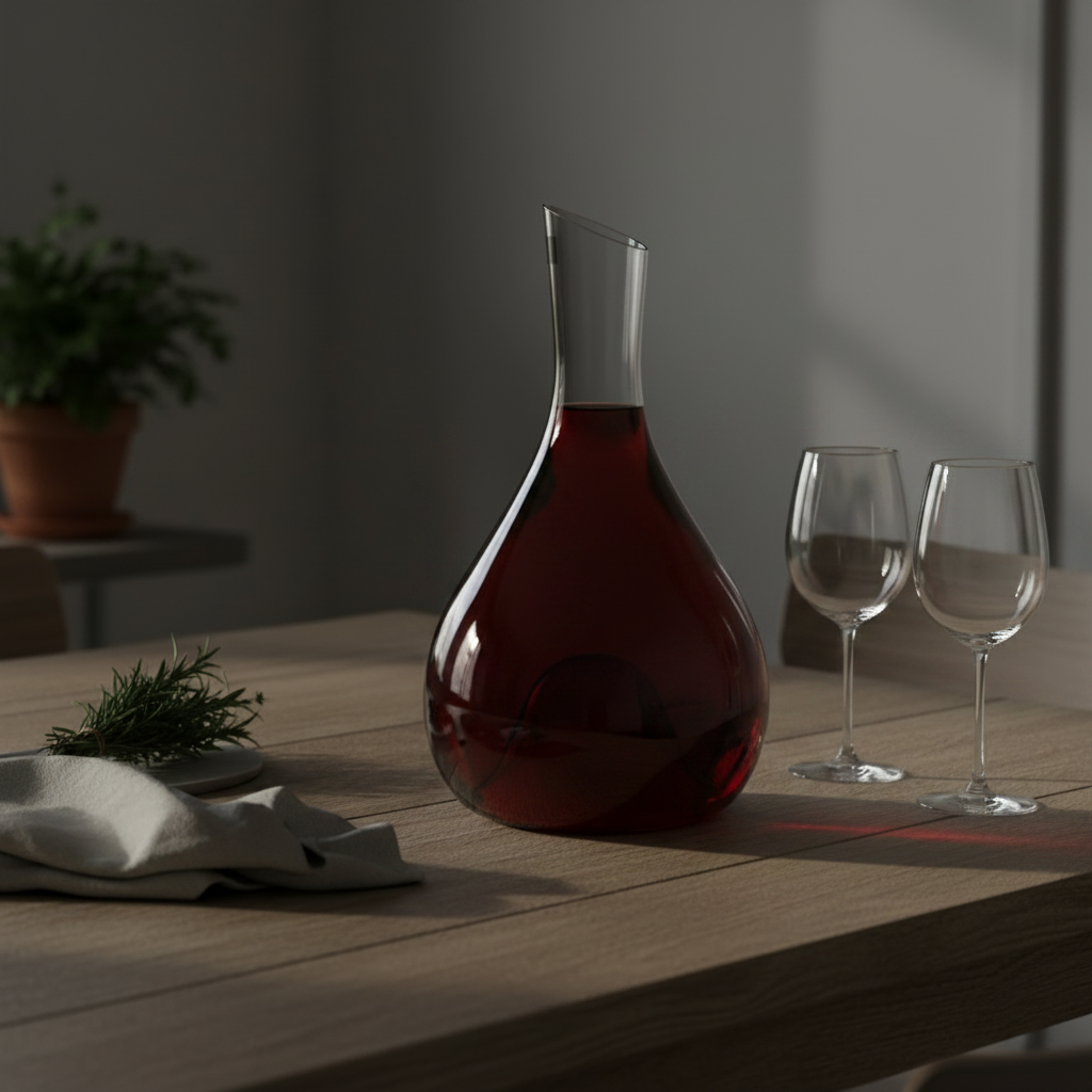 Glass Carafe with Red Wine