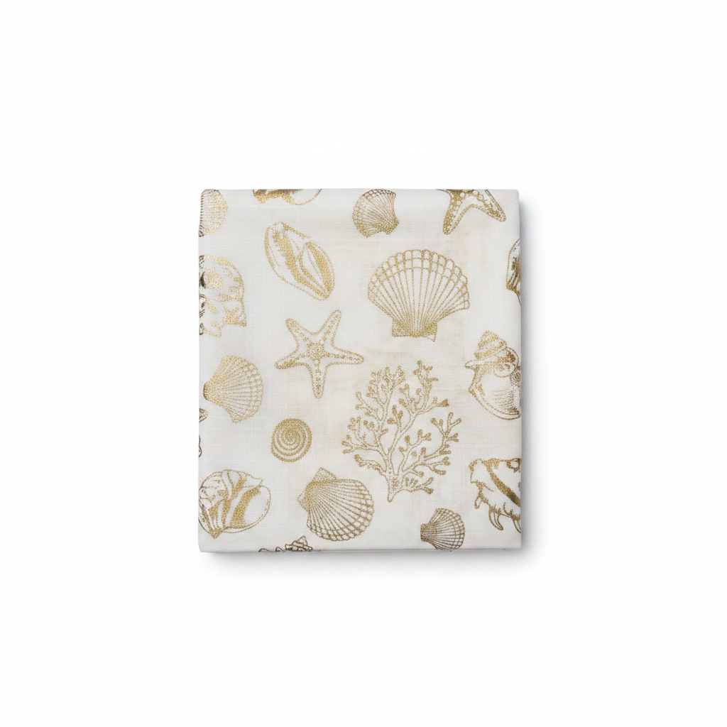 Gold Nautical Shower Curtain