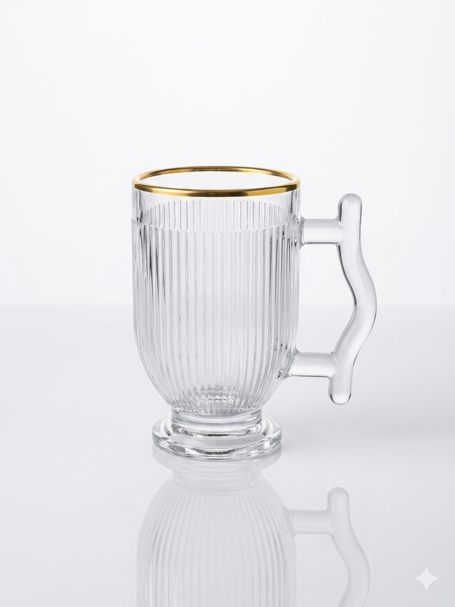Glass Tea Cup Set with Saucers - 6 Pieces