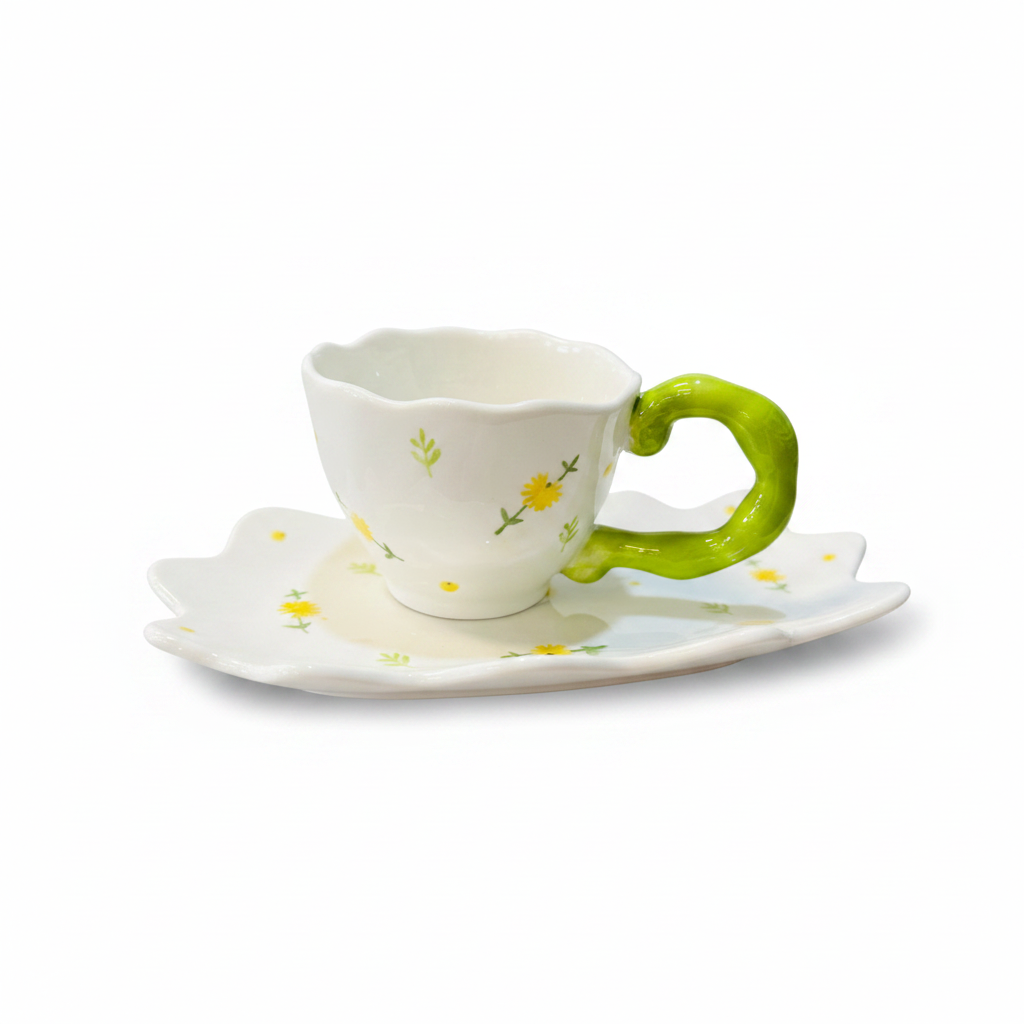 Green Handle Mug v2 - Angle