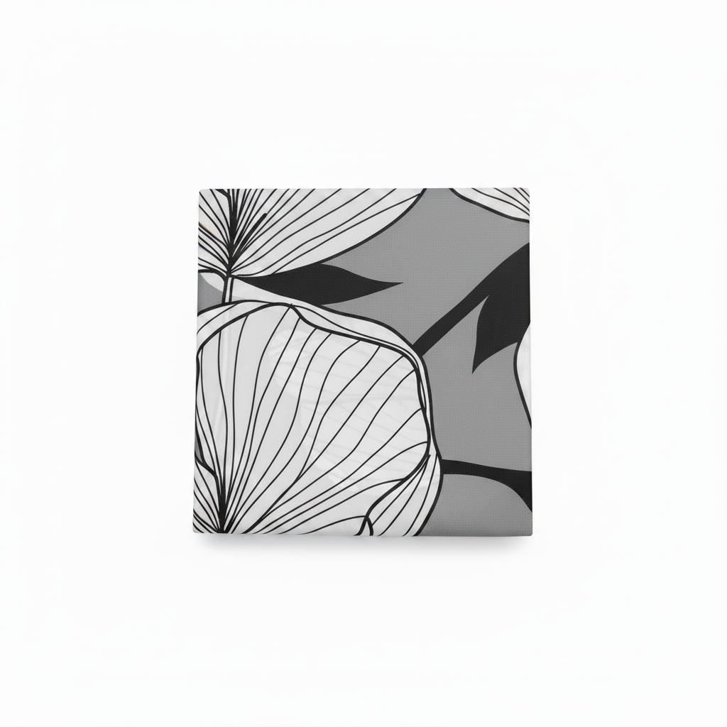 Grey Black Leaf Shower Curtain