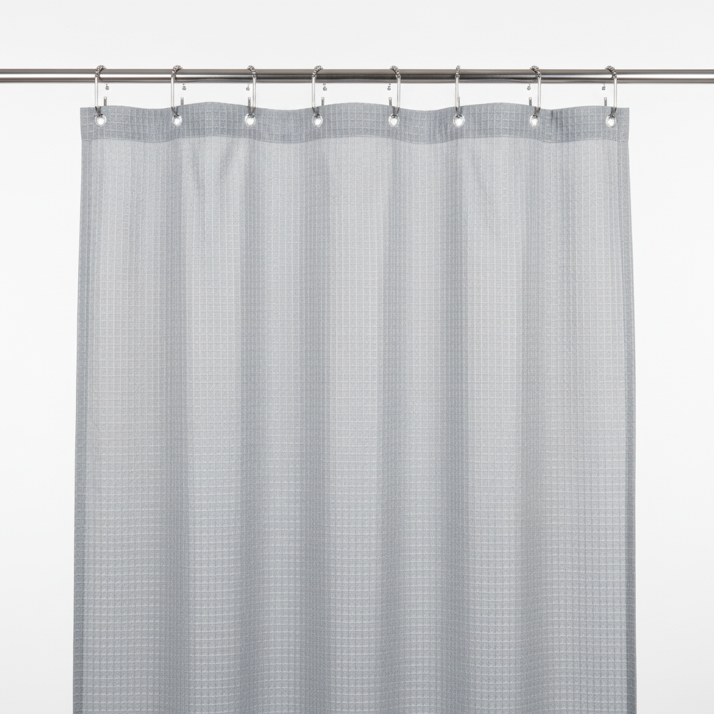 Grey Waffle Grid Shower Curtain