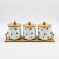 Ceramic Canister Set with Bamboo Tray