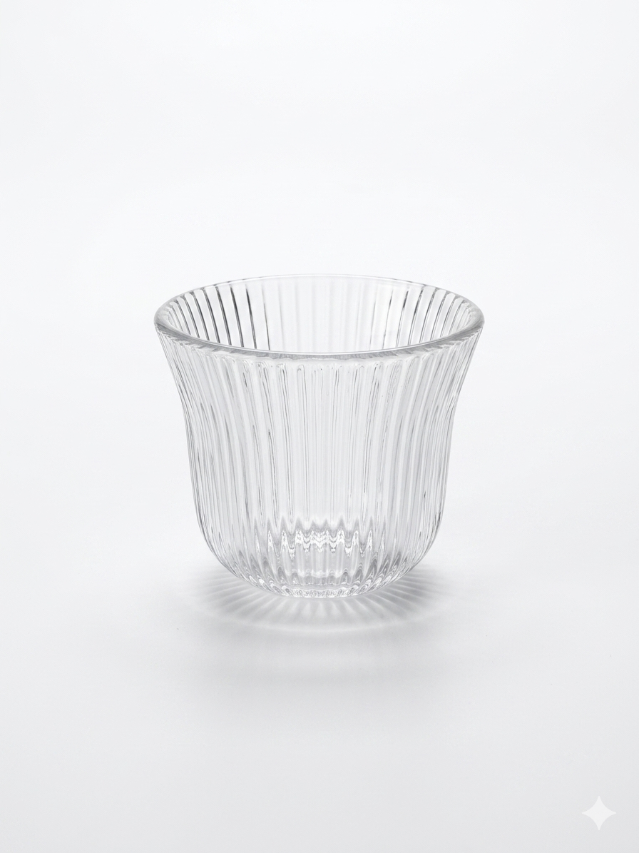 Ribbed Glass Espresso Cups Set - 6 Pieces