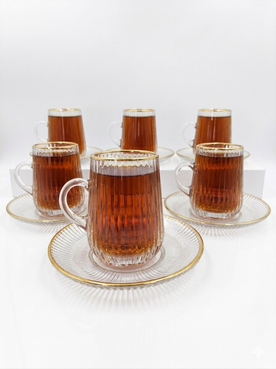 Glass Tea Cup Set - 6 Pieces
