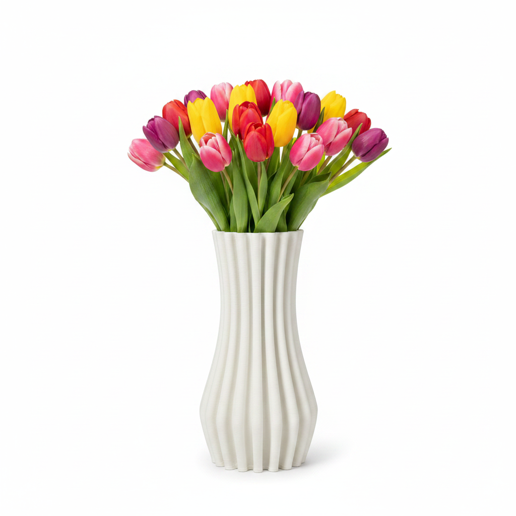 Hourglass Vase - Colorful Tulips