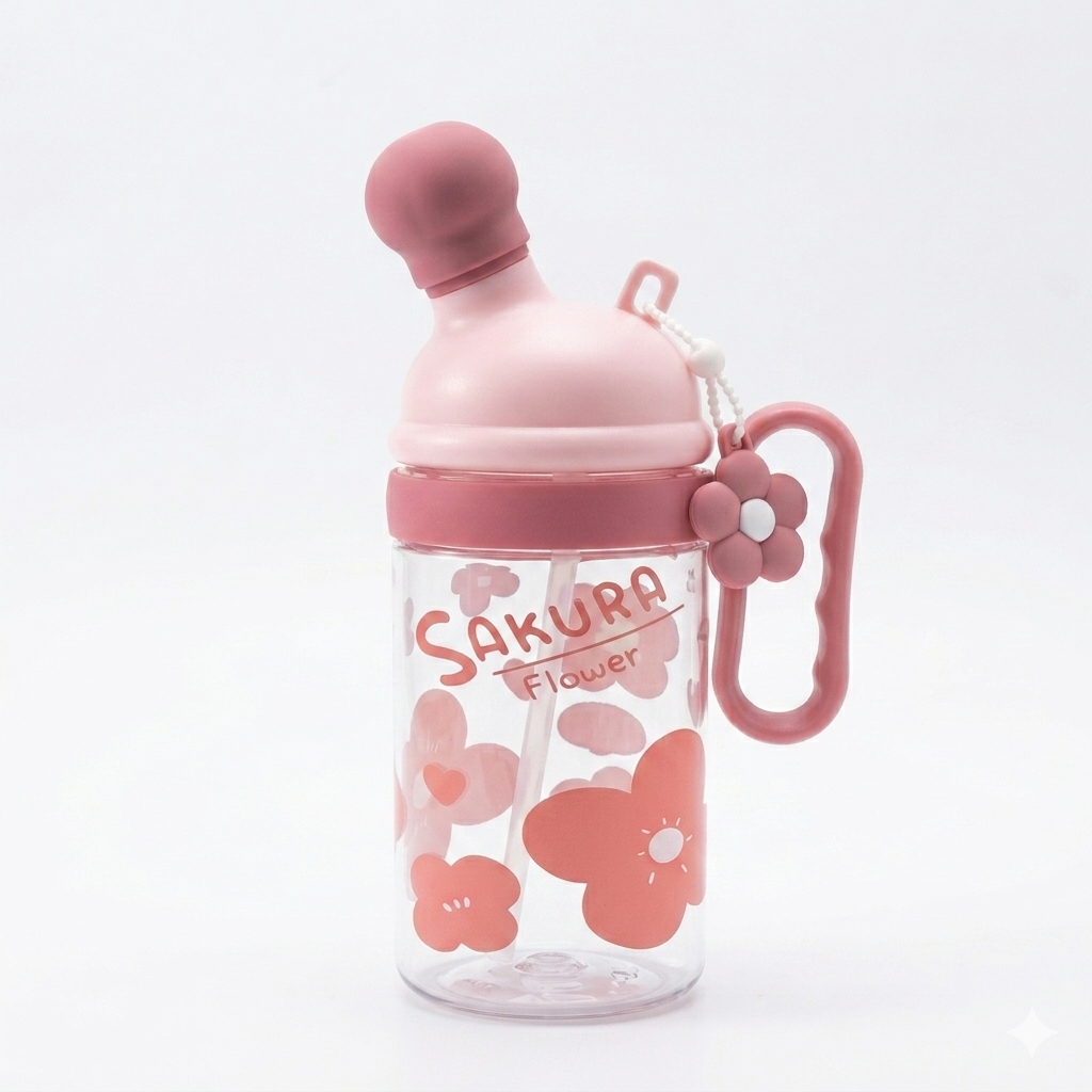 Floral Straw Water Bottle 800ml