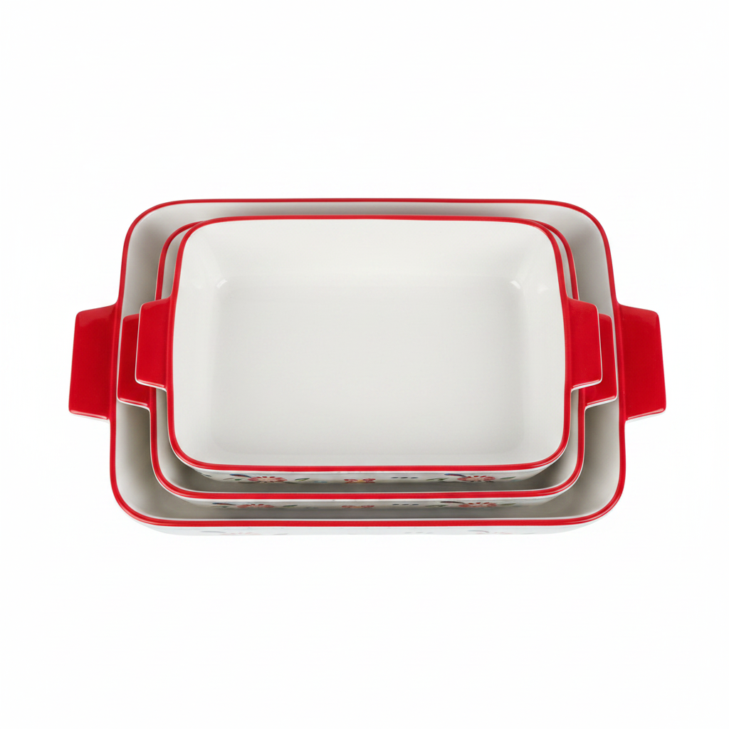 Floral Ceramic Rectangular Baking Dishes Set