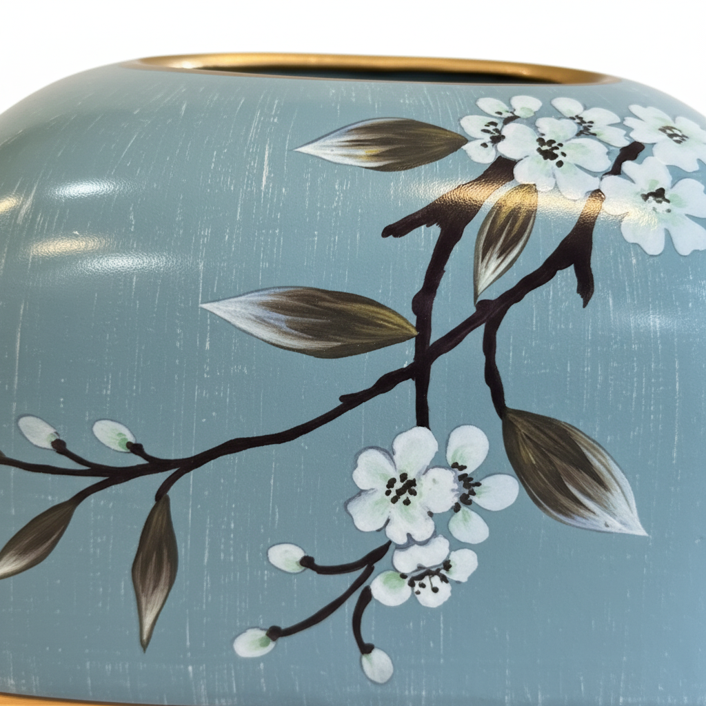 Blue Cherry Blossom Ceramic Tissue Box