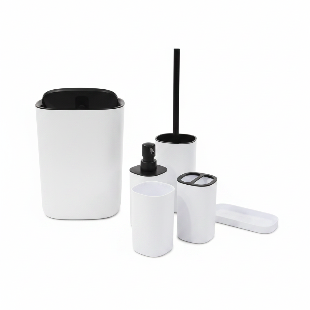 Black & White Bathroom Accessories Set
