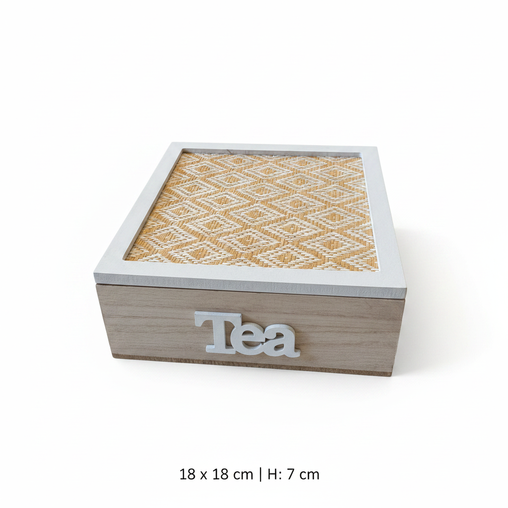 Rattan Tea Box with 4 Compartments