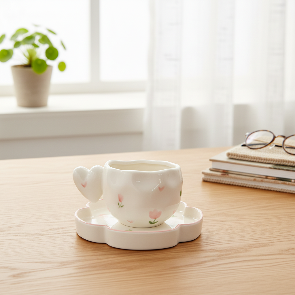 Tulip Cloud Ceramic Cup & Saucer Set 250ml