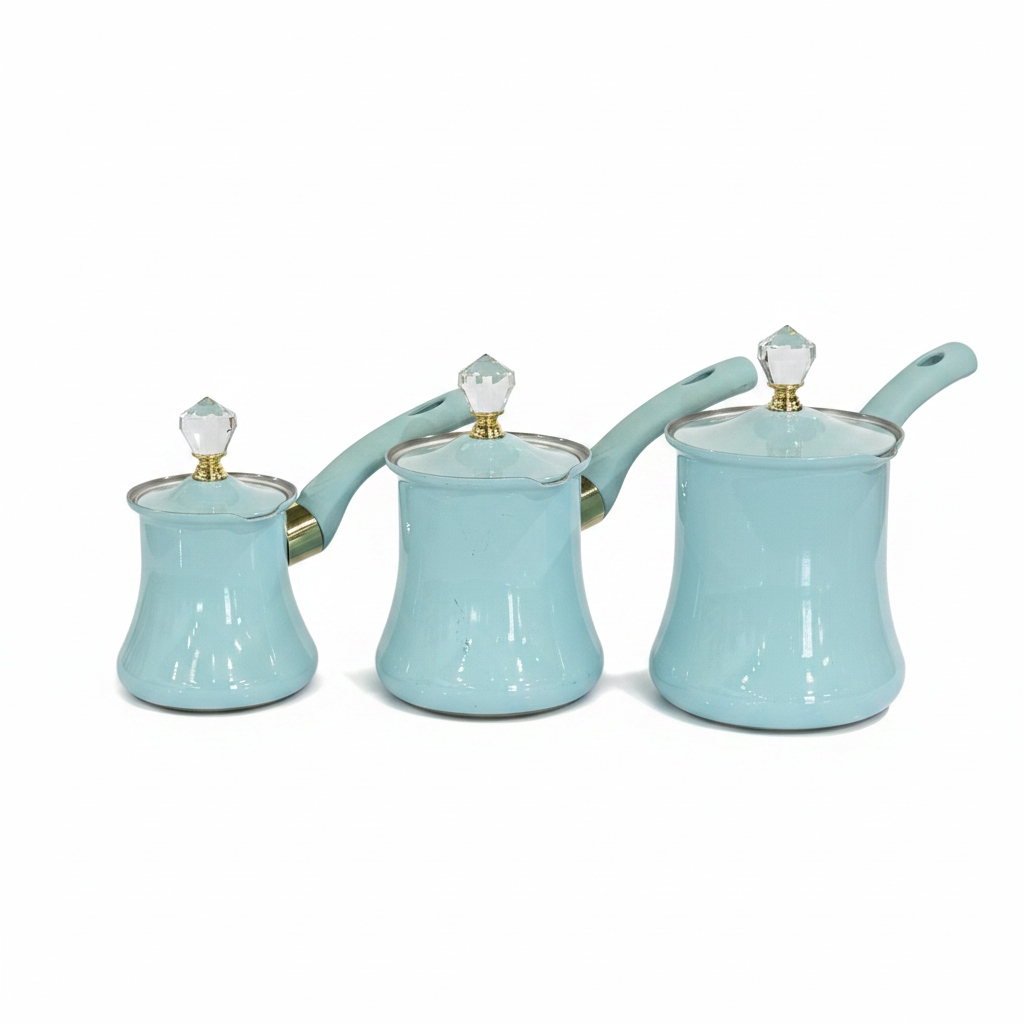 Turquoise Stainless Turkish Coffee Pot Set