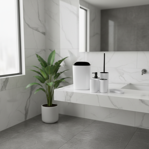 Black & White Bathroom Accessories Set
