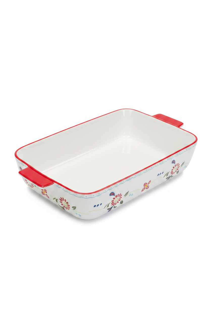 Floral Ceramic Rectangular Baking Dishes Set