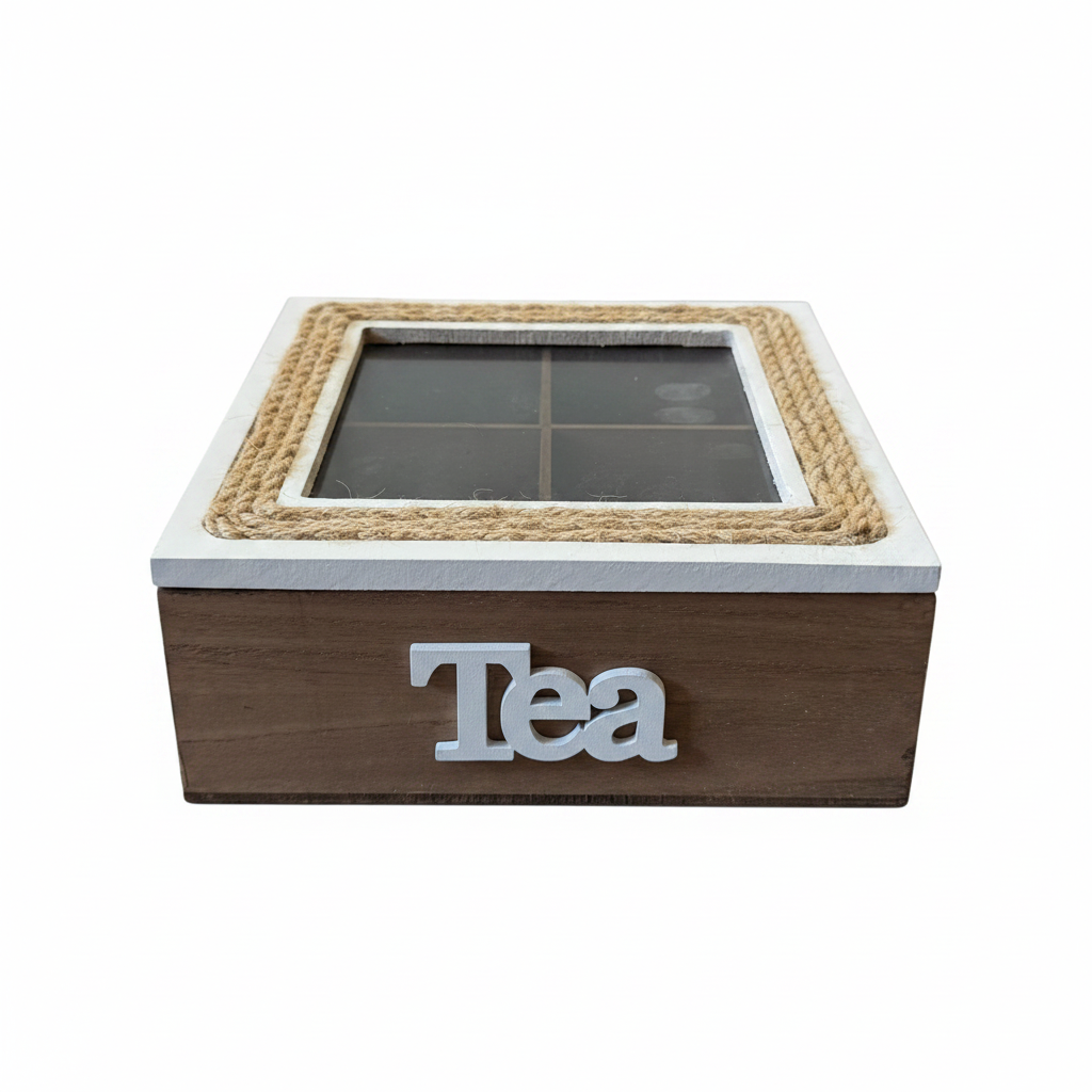 Jute Rope Tea Box with Glass Lid