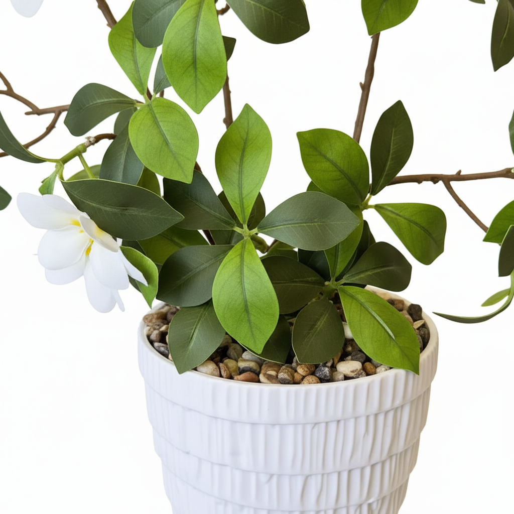 Artificial Plumeria Plant – White