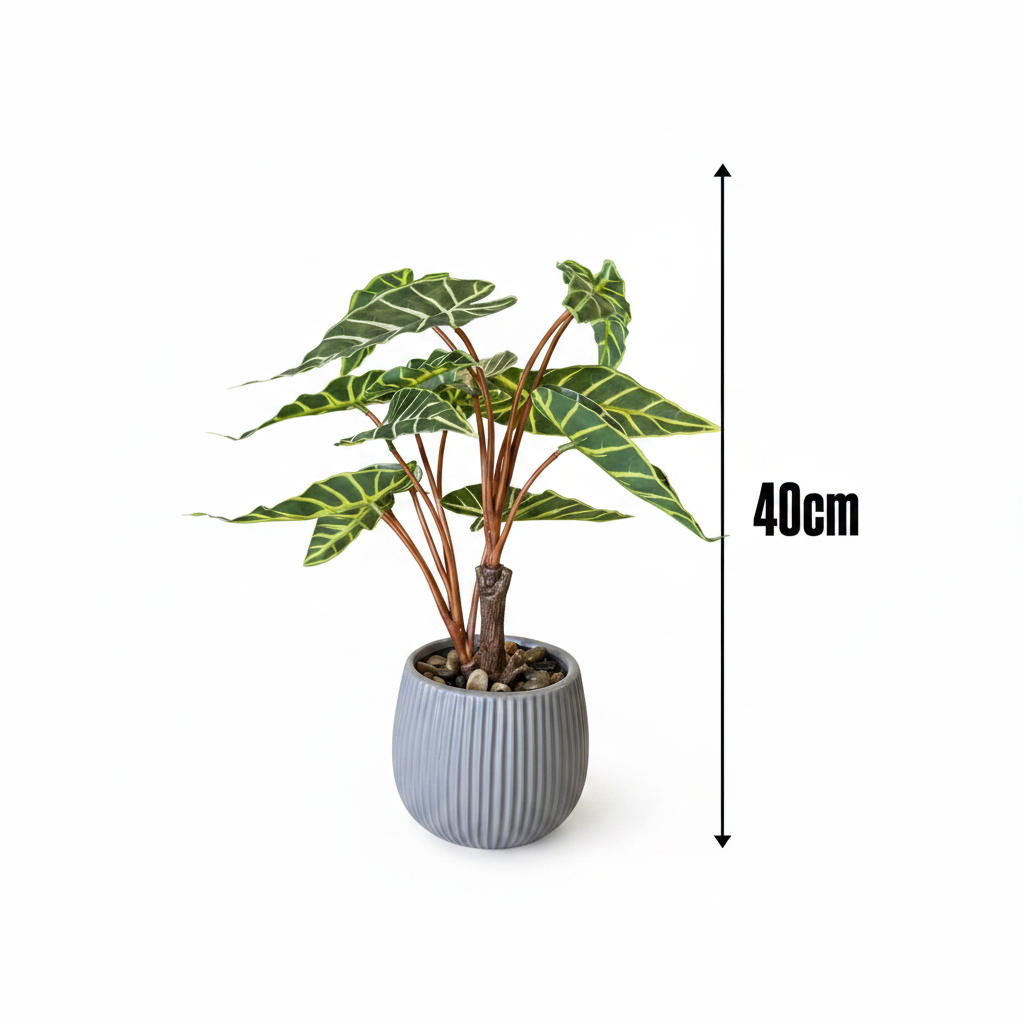 Artificial Alocasia Plant 40cm – Porcelain Pot